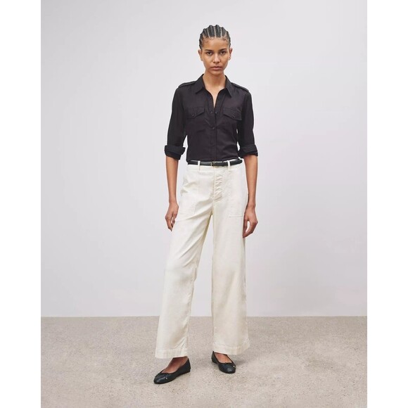 Nili Lotan Jora Tunic Shirt Top Cotton Long Sleeve Buttondown Black L NEW 283766 - Picture 2 of 9